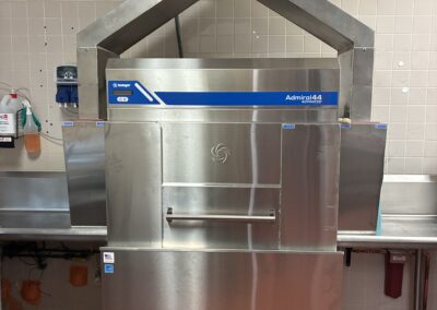 nsinger Admiral 44 dishmachine with full installation, including plumbing, electrical, and custom tabling & metal work.